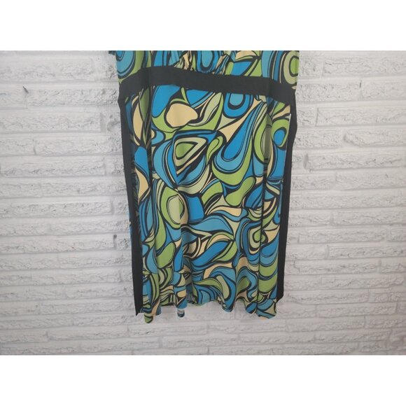Apt 9 Women Dress 2X Plus Shirt Cap Sleeve Pullover Green Abstract WAT129E - Picture 5 of 11